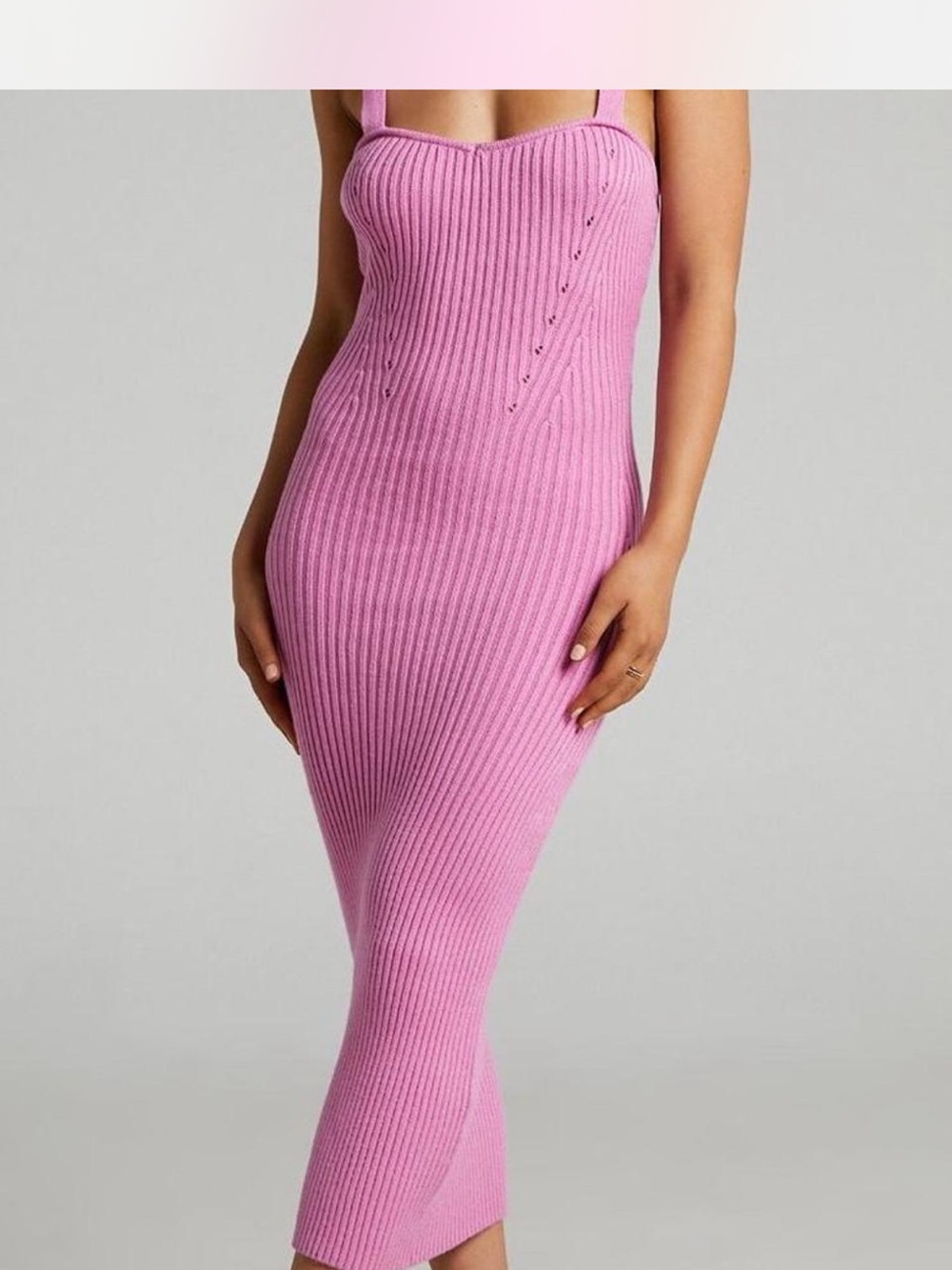 Showpo pink bodycon ribbed knit midi dress